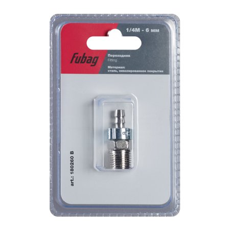 FUBAG Переходник 1/4 дюйма M на елочку 6мм с обжимным кольцом 9Х11мм, блистер 1 шт в Новокузнецке фото