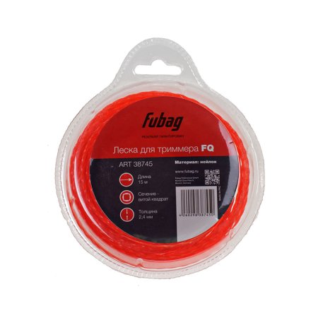 Триммерная леска FUBAG сечение витой квадрат L 15 м * 2,4 мм