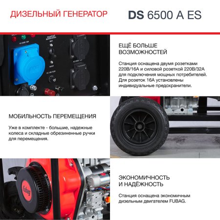 Дизельный FUBAG DS 6500 A ES генератор с электростартером и коннектором автоматики в Новокузнецке фото