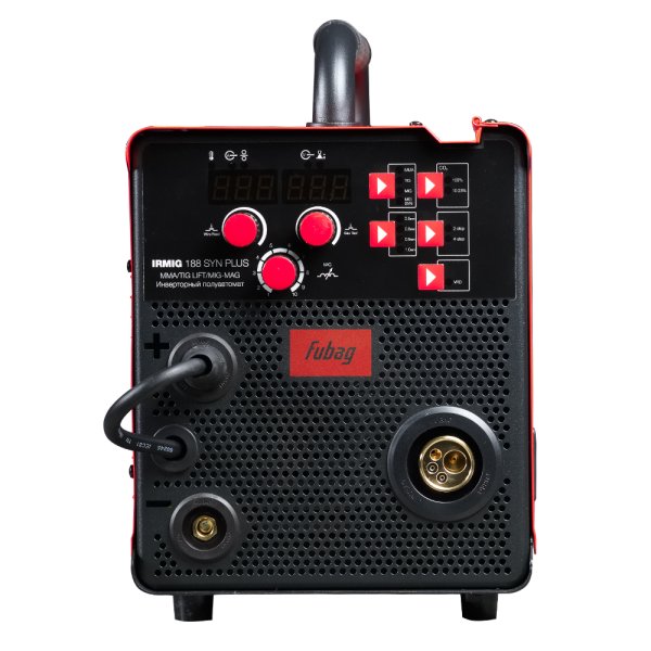 Полуавтомат сварочный FUBAG IRMIG 188 SYN PLUS + горелка FB 250 3m + маска сварщика Хамелеон IR 9-13N S  + сварочные краги на подкладке красные FWGN 10R в ПОДАРОК в Новокузнецке фото